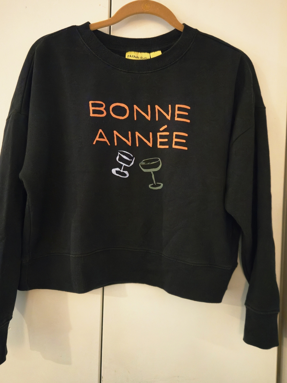 Bonne Année Black Graphic Crewneck Sweater